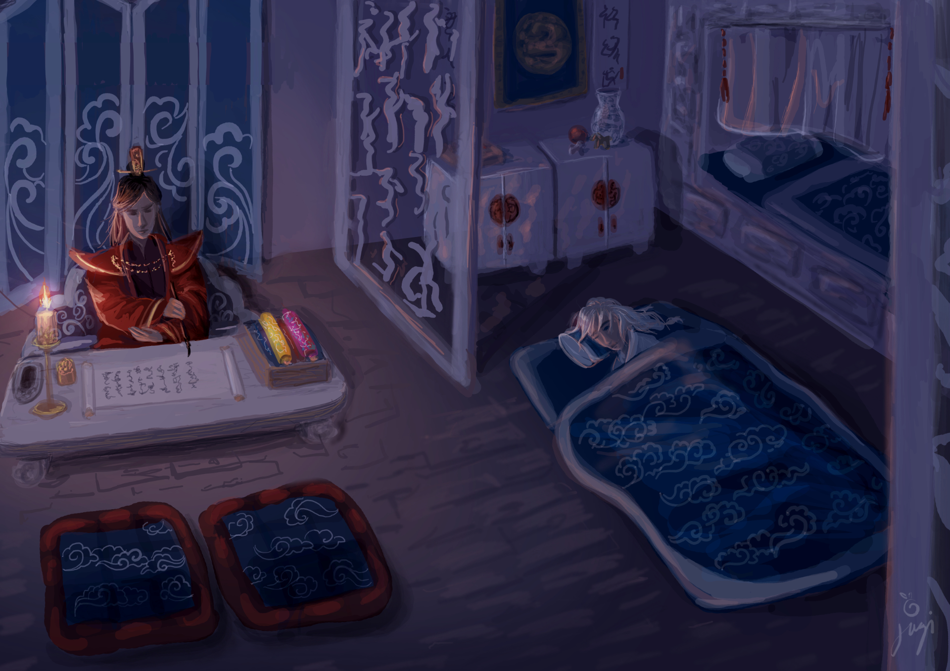 Euan and Denari from Sun Slayer inside Red Star Hall