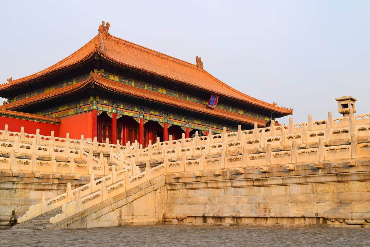 Hall of Supreme Harmony in Beijing's Forbidden City rests atop stacked white terraces